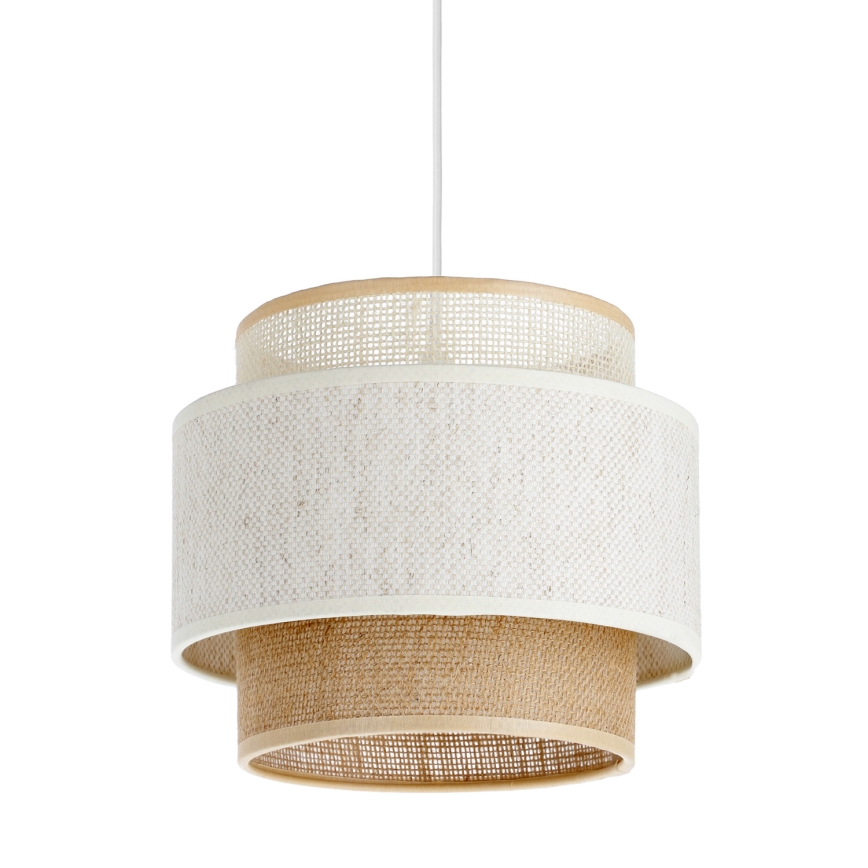 Lustre suspenso em cabo BOHO 1xE27/60W/230V Ø 20 cm branco/juta