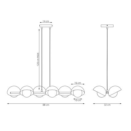 Lustre suspenso em cabo BOOM 6xG9/8W/230V branco