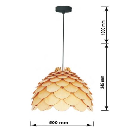 Lustre suspenso em cabo BURGO 1xE27/60W/230V Ø 50 cm