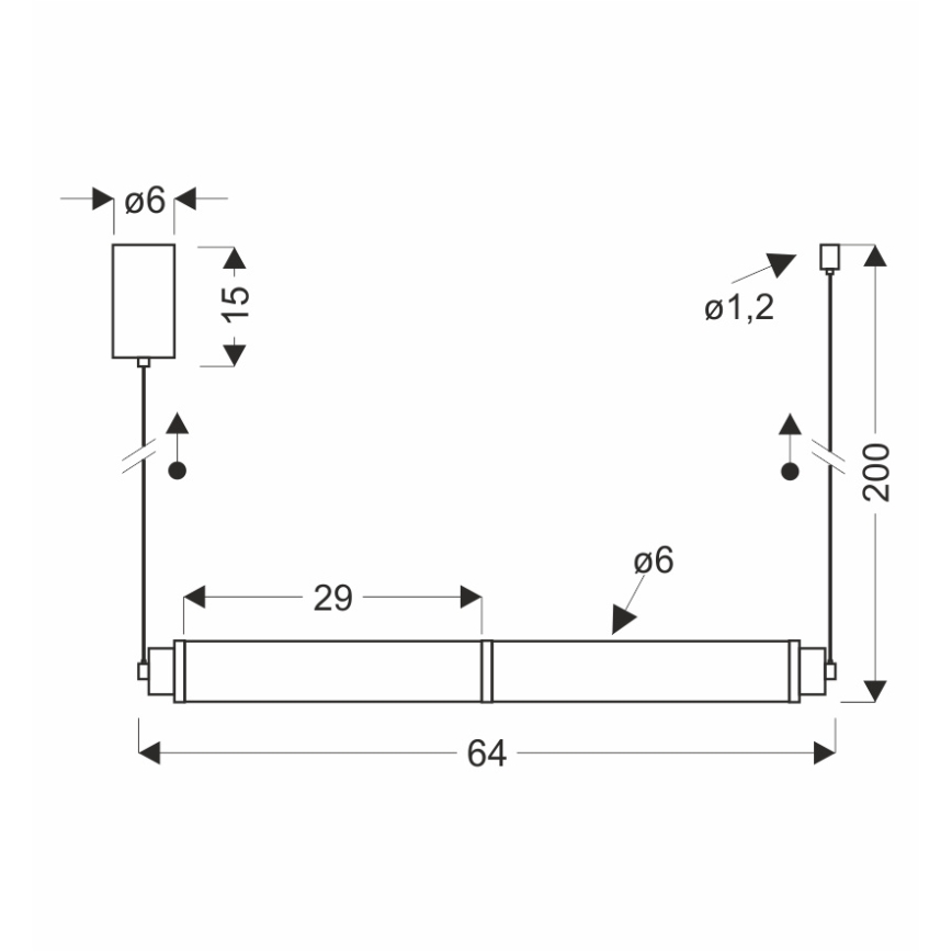 Lustre suspenso em cabo CORTE LED/18W/230V preto