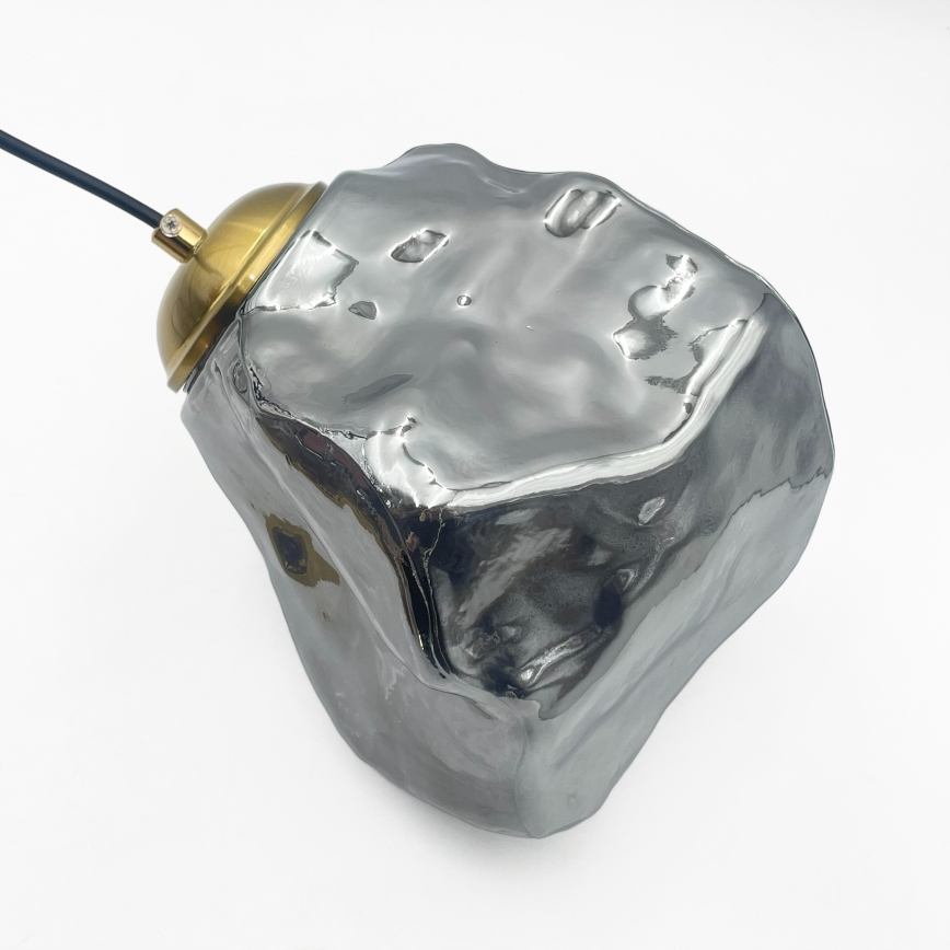 Lustre suspenso em cabo CRISTAL 3xE14/15W/230V latão/preto fumê