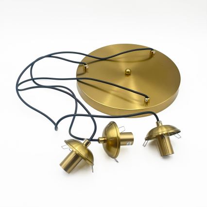 Lustre suspenso em cabo CRISTAL 3xE14/15W/230V latão/preto fumê