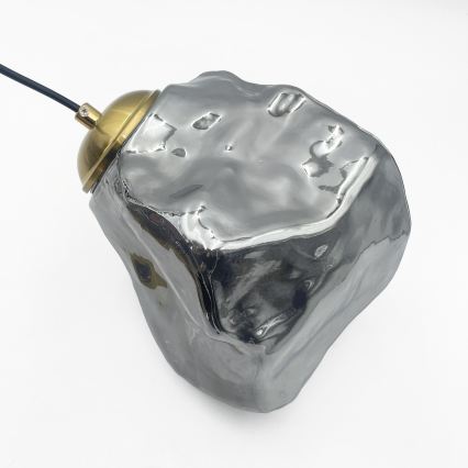 Lustre suspenso em cabo CRISTAL 5xE14/15W/230V latão/preto fumê