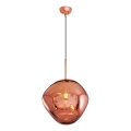 Lustre suspenso em cabo CRUMPLED 1x E27, 24 W, 230 V, diâmetro 36 cm, acabamento em cobre