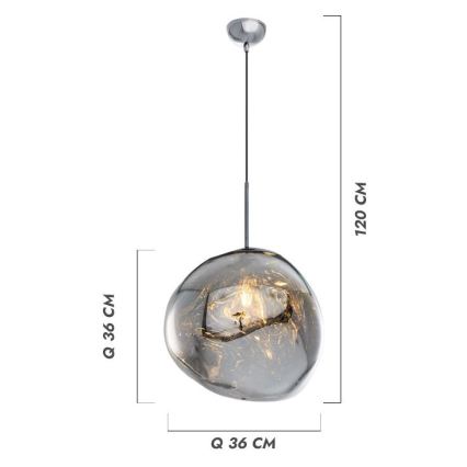 Lustre suspenso em cabo CRUMPLED 1xE27/24W/230V, Ø 26 cm, dourado