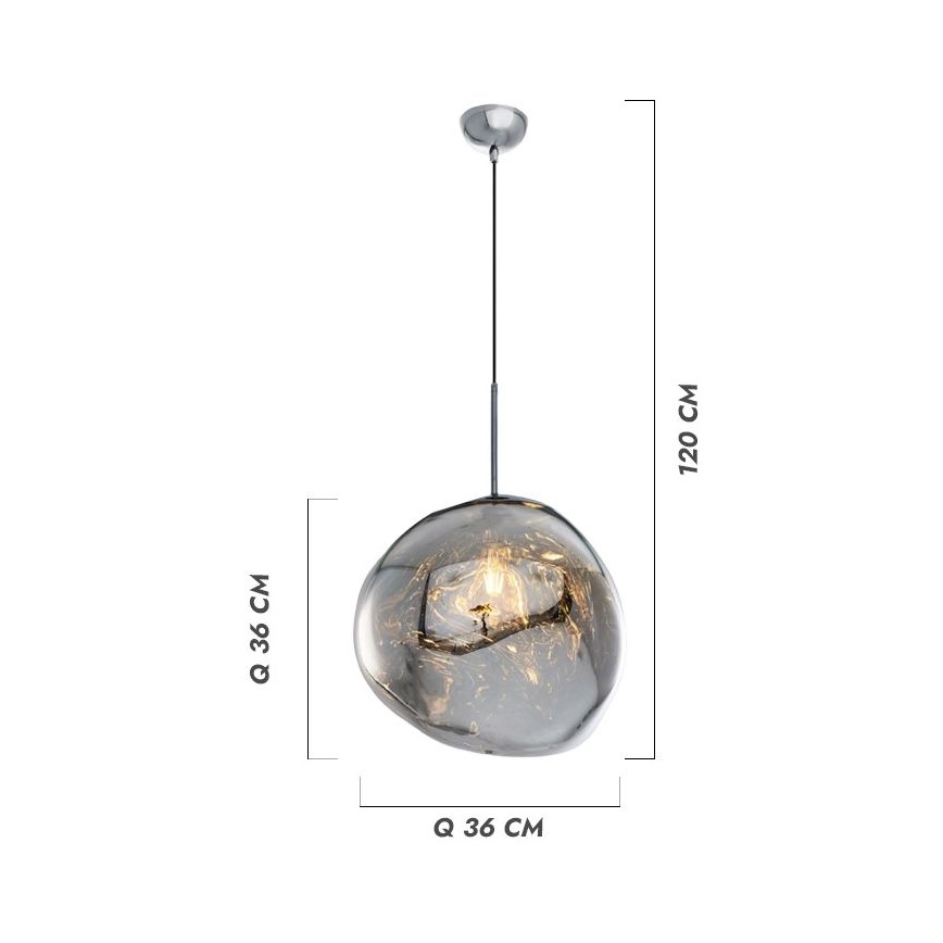 Lustre suspenso em cabo CRUMPLED 1xE27/24W/230V, Ø 26 cm, dourado