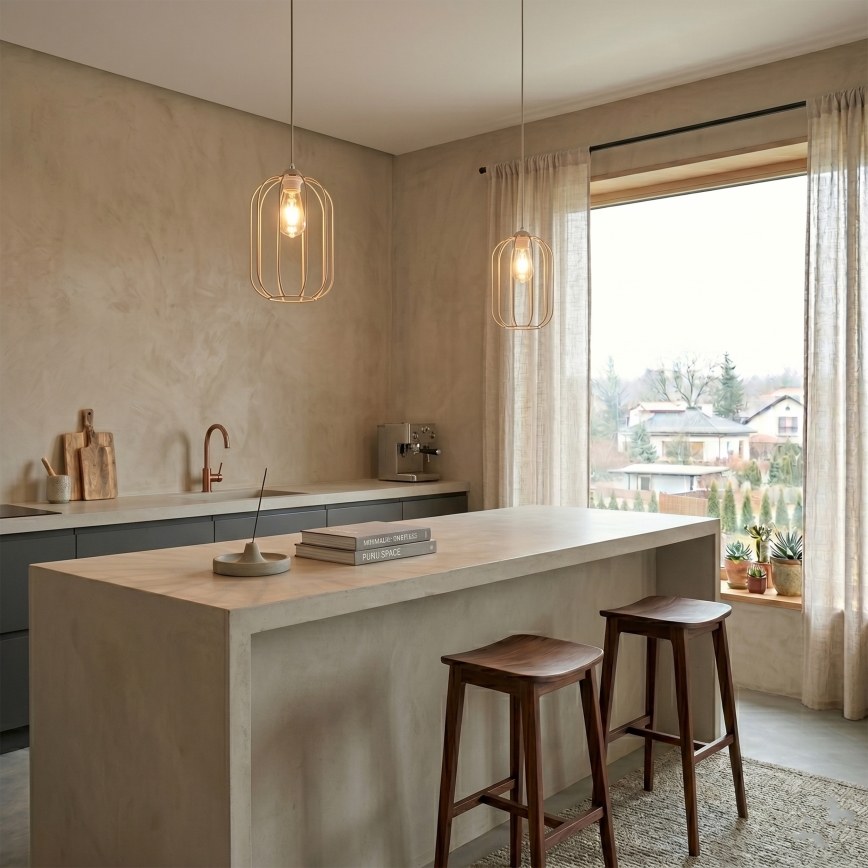 Lustre suspenso em cabo DESTELLO 1xE27/15W/230V Ø 21 cm bege