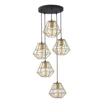 Lustre suspenso em cabo DIAMOND 5xE27/15W/230V preto/dourado