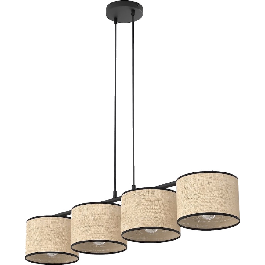 Lustre suspenso em cabo ECO 4xE27/15W/230V bege/rattan