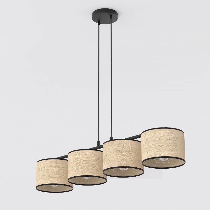 Lustre suspenso em cabo ECO 4xE27/15W/230V bege/rattan