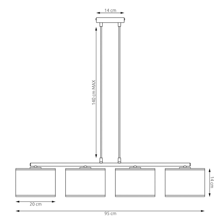 Lustre suspenso em cabo ECO 4xE27/15W/230V bege/rattan