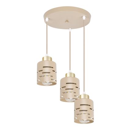 Lustre suspenso em cabo ELEN, 3xE27/35W/230V, Ø 29 cm, bege/dourado