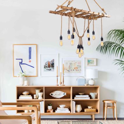 Lustre suspenso em cabo EREBOS 12xE27/40W/230V castanho