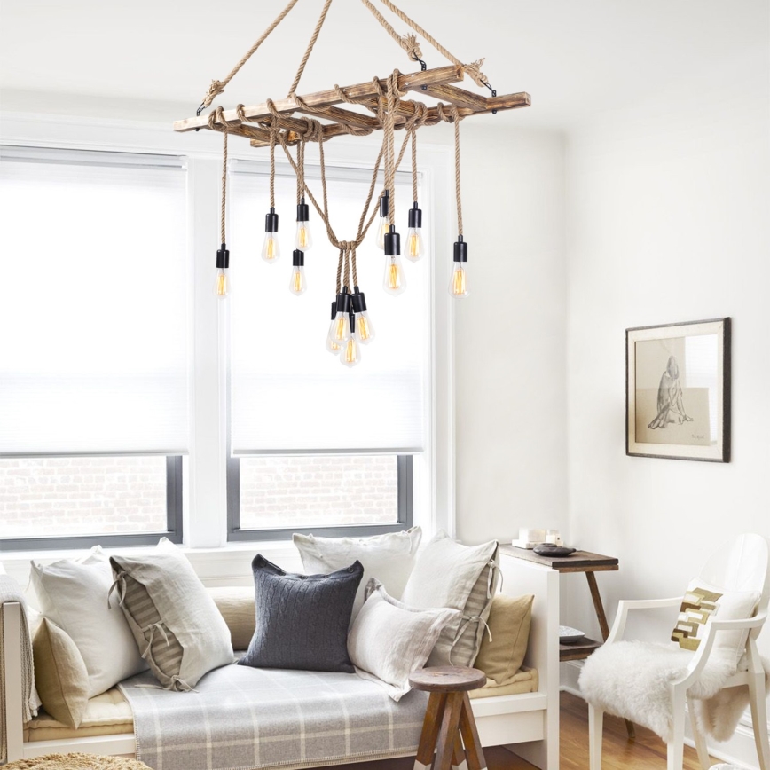 Lustre suspenso em cabo EREBOS 12xE27/40W/230V castanho