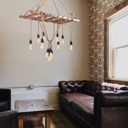 Lustre suspenso em cabo EREBOS 12xE27/40W/230V castanho