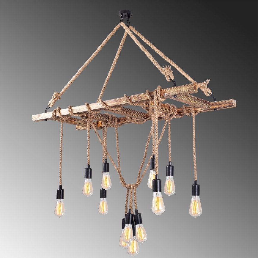 Lustre suspenso em cabo EREBOS 12xE27/40W/230V castanho