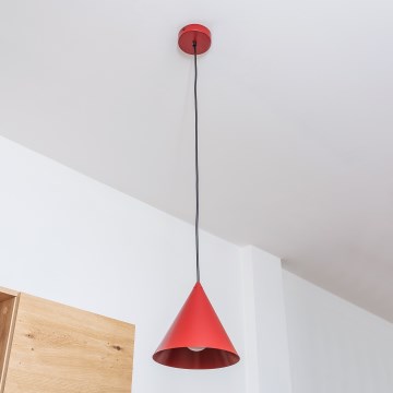 Lustre suspenso em cabo ETNA II 1xE27/15W/230V, diâmetro 18,5 cm, vermelho