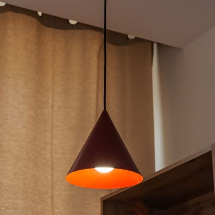 Lustre suspenso em cabo ETNA II 1xE27/15W/230V, diâmetro 18,5 cm, vermelho