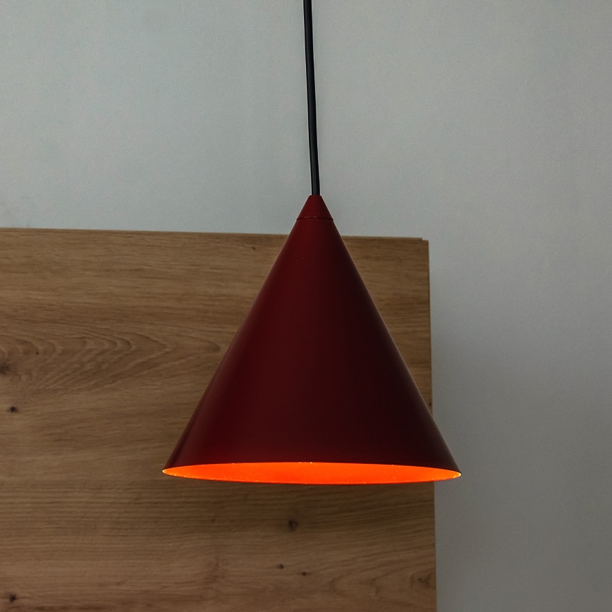 Lustre suspenso em cabo ETNA II 1xE27/15W/230V, diâmetro 18,5 cm, vermelho