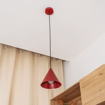 Lustre suspenso em cabo ETNA II 1xE27/15W/230V, diâmetro 18,5 cm, vermelho
