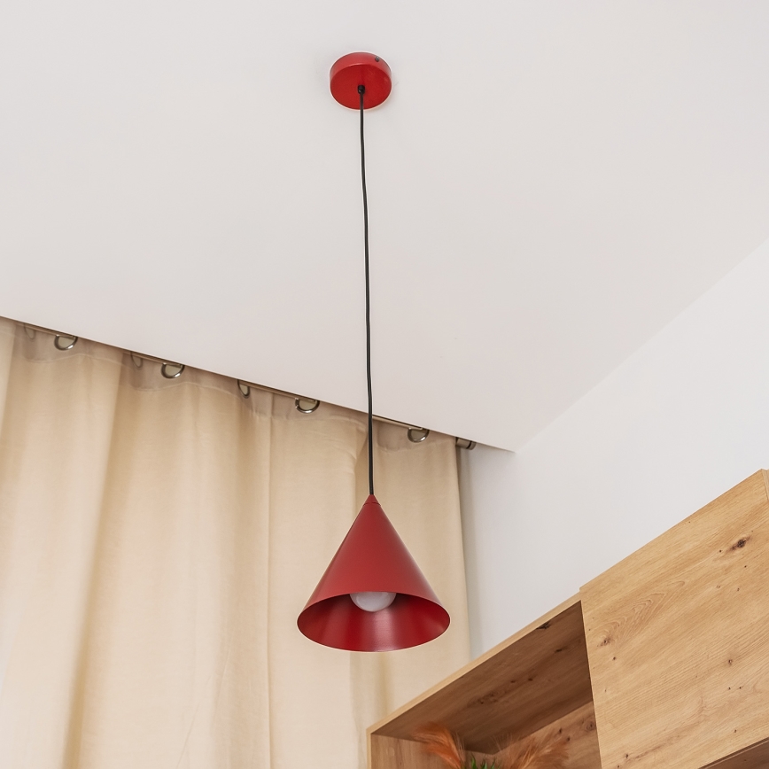 Lustre suspenso em cabo ETNA II 1xE27/15W/230V, diâmetro 18,5 cm, vermelho