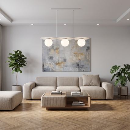 Lustre suspenso em cabo FLAT 3xE27/15W/230V branco