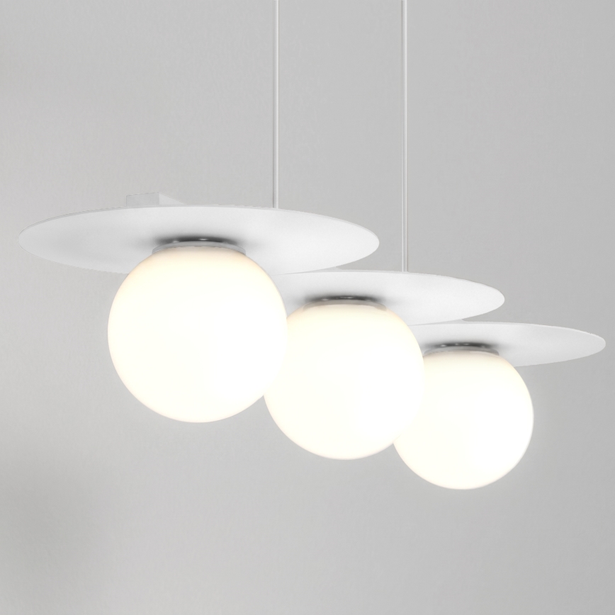 Lustre suspenso em cabo FLAT 3xE27/15W/230V branco