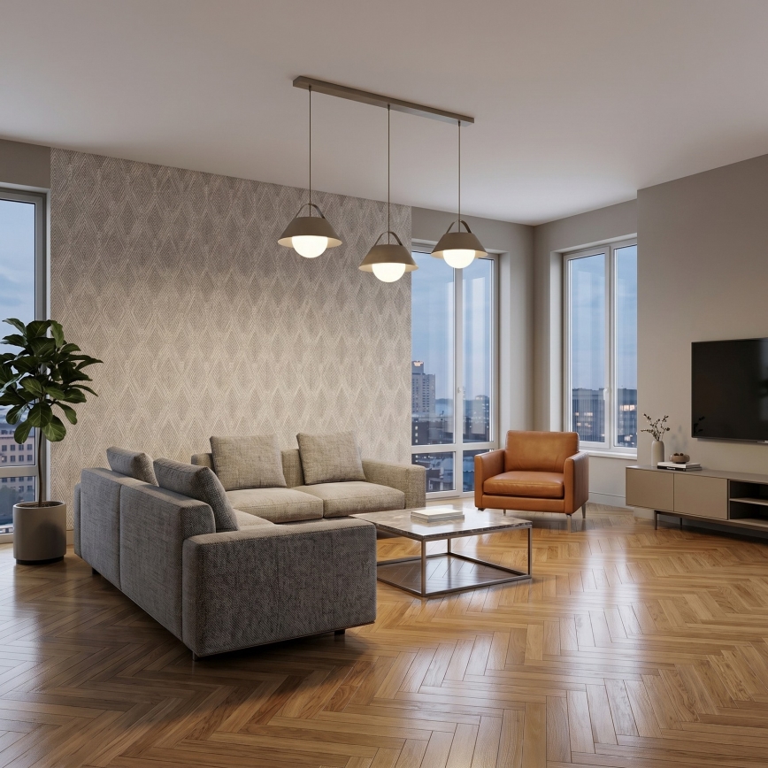 Lustre suspenso em cabo FUNDA 3xE27/15W/230V, acabamento bronze