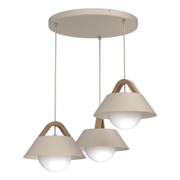 Lustre suspenso em cabo FUNDA 3xE27/15W/230V bege