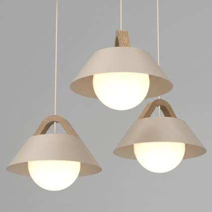 Lustre suspenso em cabo FUNDA 3xE27/15W/230V bege