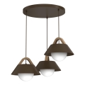 Lustre suspenso em cabo FUNDA 3xE27/15W/230V castanho