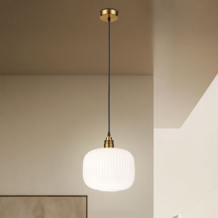 Lustre suspenso em cabo HECTOR 1xE27/15W/230V branco/latão Ø 25 cm