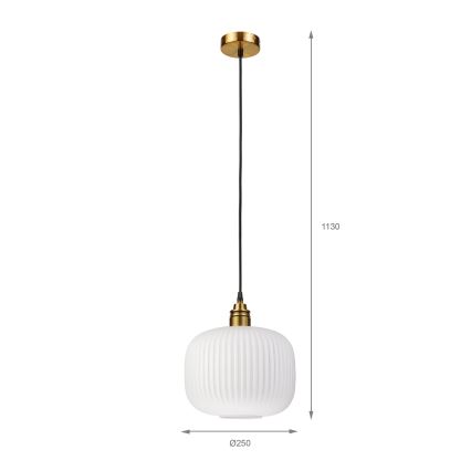 Lustre suspenso em cabo HECTOR 1xE27/15W/230V branco/latão Ø 25 cm