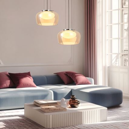 Lustre suspenso em cabo INSIEME 1xGX53/10W/230V Ø 35 cm bege fumê