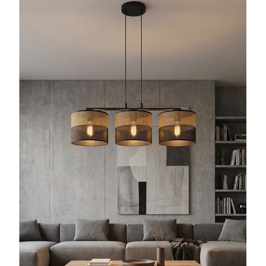 Lustre suspenso em cabo KARBON 3xE27/15W/230V preto/castanho