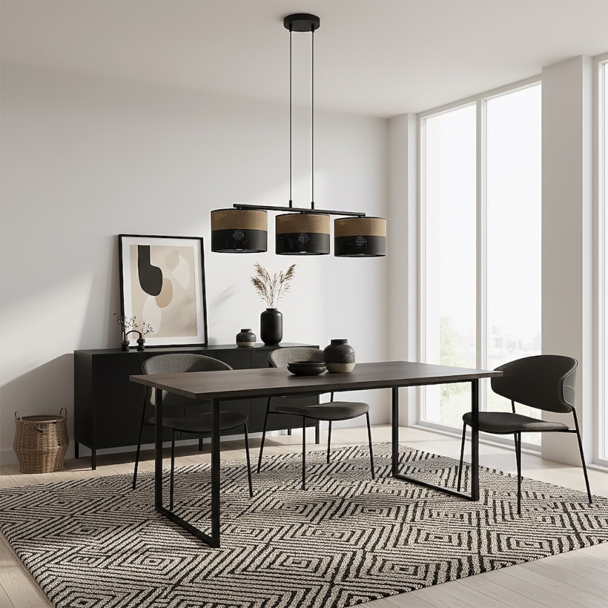 Lustre suspenso em cabo KARBON 3xE27/15W/230V preto/castanho