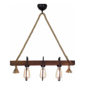 Lustre suspenso em cabo KUTUK 3xE27/40W/230V pinho