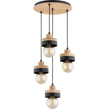 Lustre suspenso em cabo LARSO 4xE27/15W/230V preto/bege
