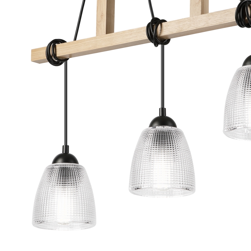 Lustre suspenso em cabo LEANDRA 3xE27/15W/230V carvalho/preto