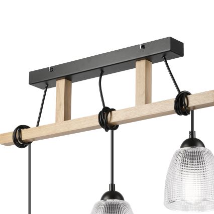 Lustre suspenso em cabo LEANDRA 3xE27/15W/230V carvalho/preto