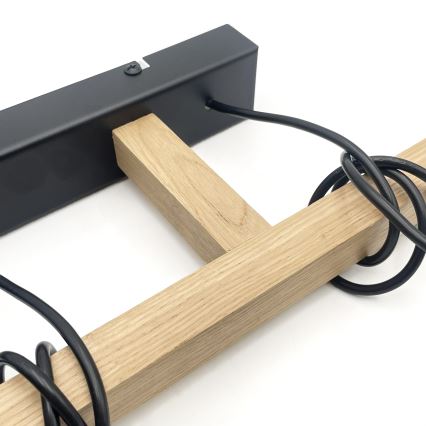 Lustre suspenso em cabo LEANDRA 3xE27/15W/230V carvalho/preto