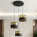 Lustre suspenso em cabo LUX 3xE27/15W/230V preto/dourado