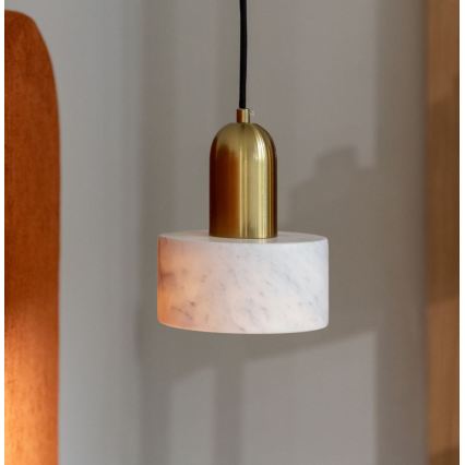 Lustre suspenso em cabo MARBLE 1xE27/60W/230V dourado/branco/decoração em mármore