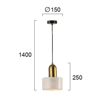 Lustre suspenso em cabo MARBLE 1xE27/60W/230V dourado/branco/decoração em mármore