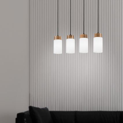 Lustre suspenso em cabo MARKUS 4xE27/15W/230V preto/carvalho