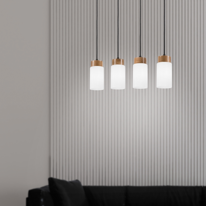 Lustre suspenso em cabo MARKUS 4xE27/15W/230V preto/carvalho