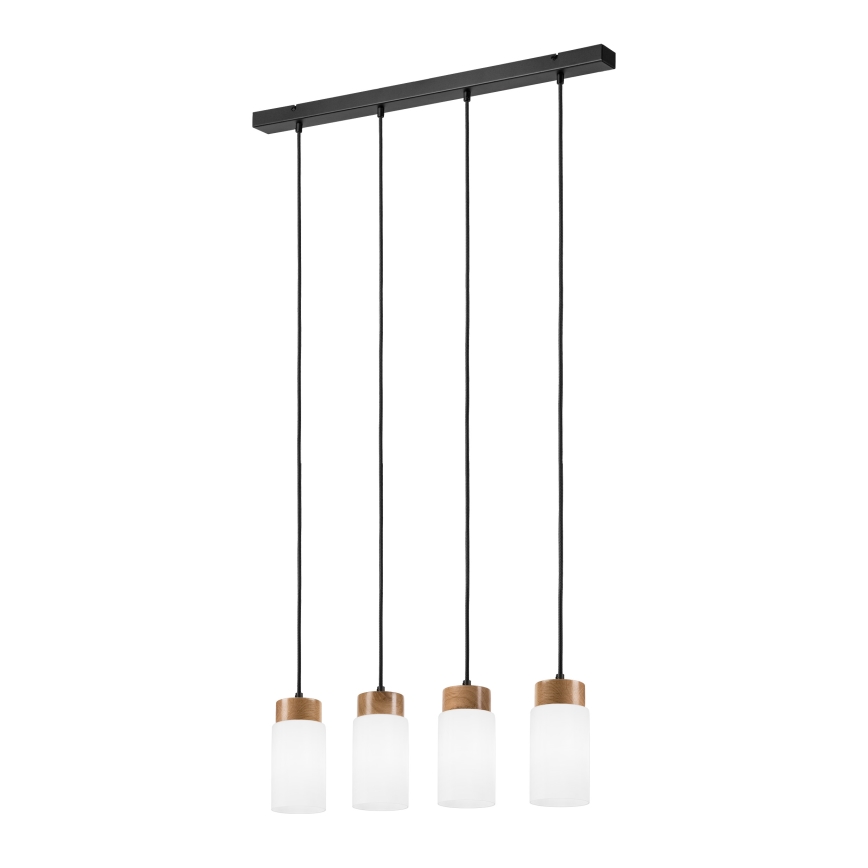 Lustre suspenso em cabo MARKUS 4xE27/15W/230V preto/carvalho