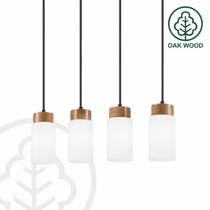 Lustre suspenso em cabo MARKUS 4xE27/15W/230V preto/carvalho