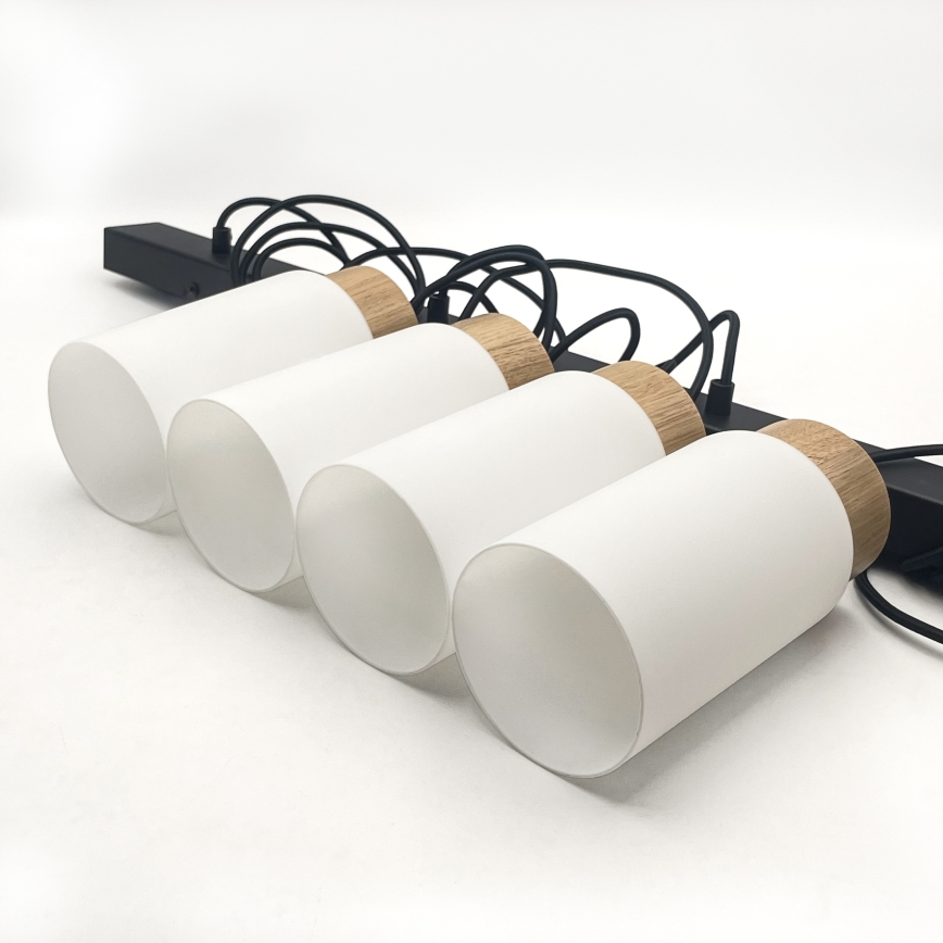 Lustre suspenso em cabo MARKUS 4xE27/15W/230V preto/carvalho