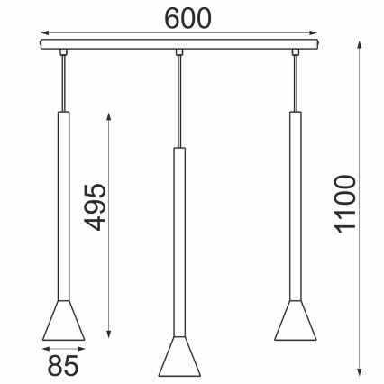 Lustre suspenso em cabo MAZZO 3xGU10/8W/230V preto